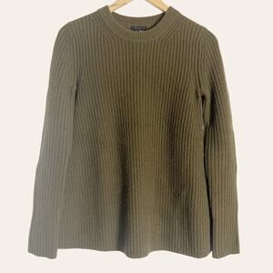 Theory Army Green Wool Cashmere Sweater Size Petite